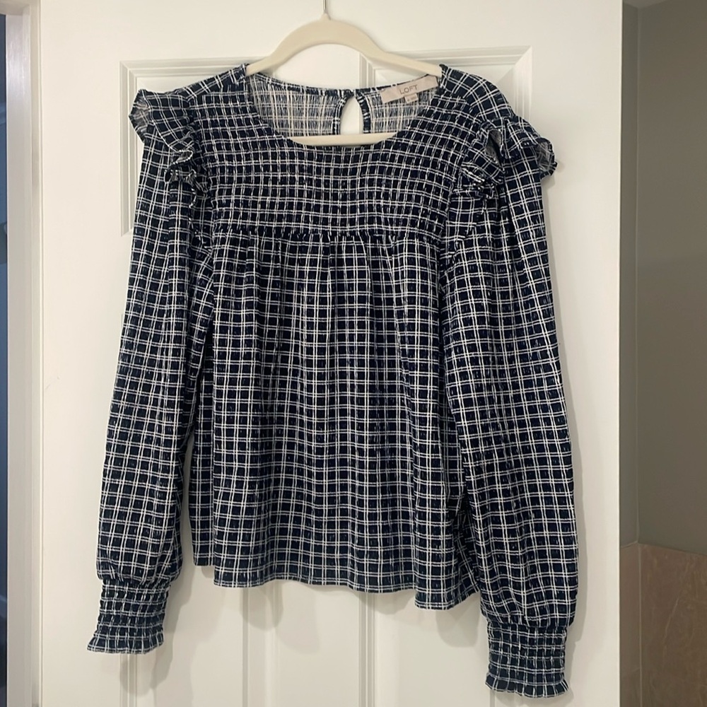 Loft long sleeve blue blouse